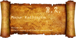 Mazur Kalliszta névjegykártya